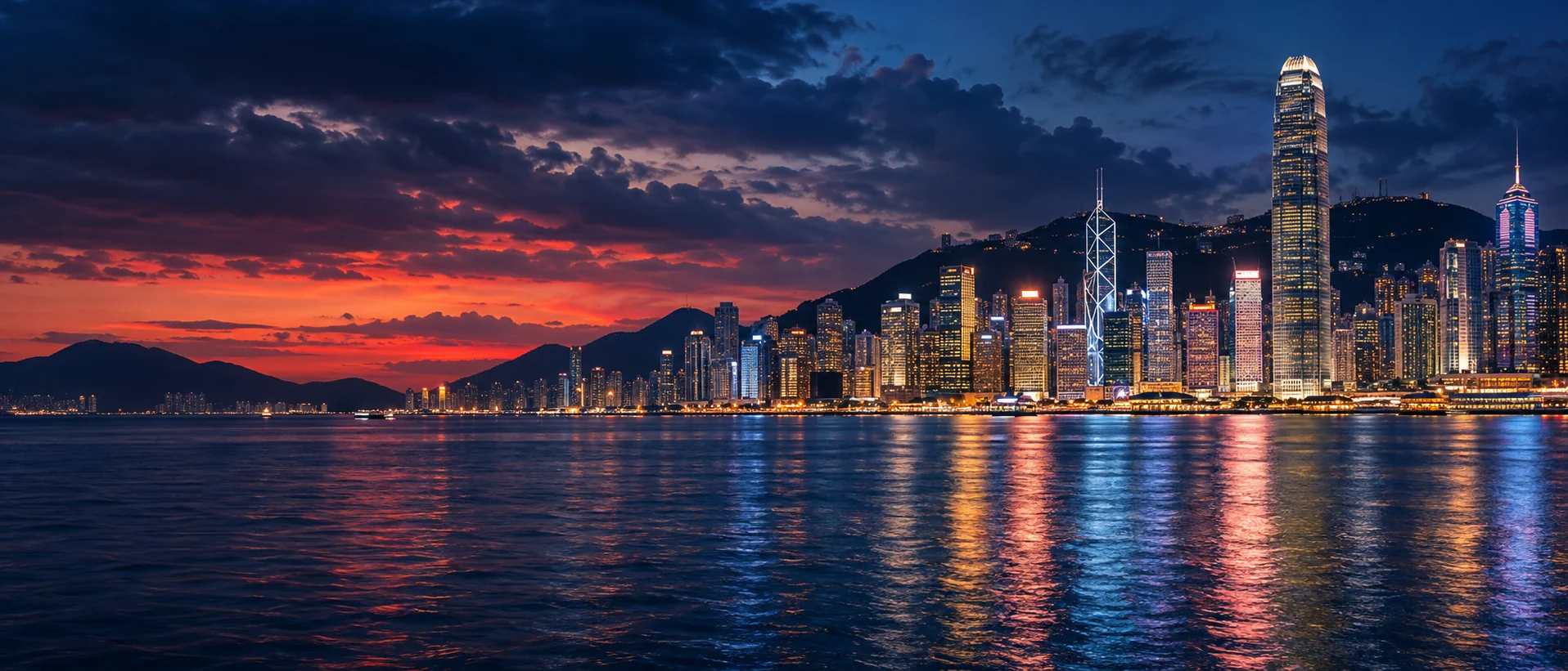 香港维多利亚港的璀璨天际线